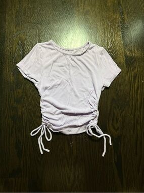 Women's Lavender Ruched Drawstring Short Sleeve Top